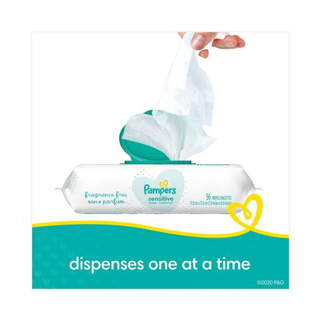 Pampers Sensitive Baby Wipes, 6.8 x 7, Unscented, White, 56 Wipes, 8PK 87076